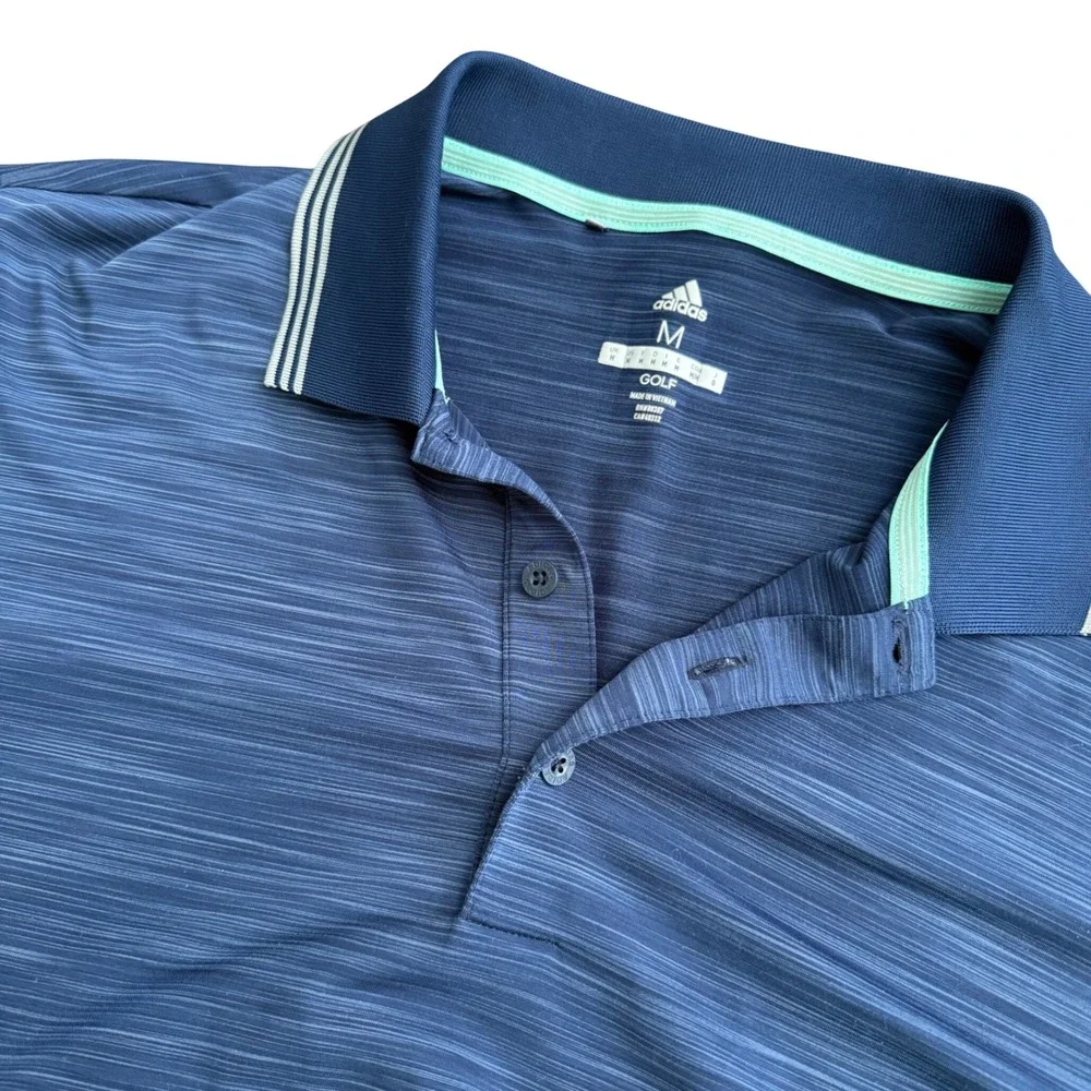 Adidas Golf Mens Medium Navy Blue Space Dye Performance Polo Shirt RN88387